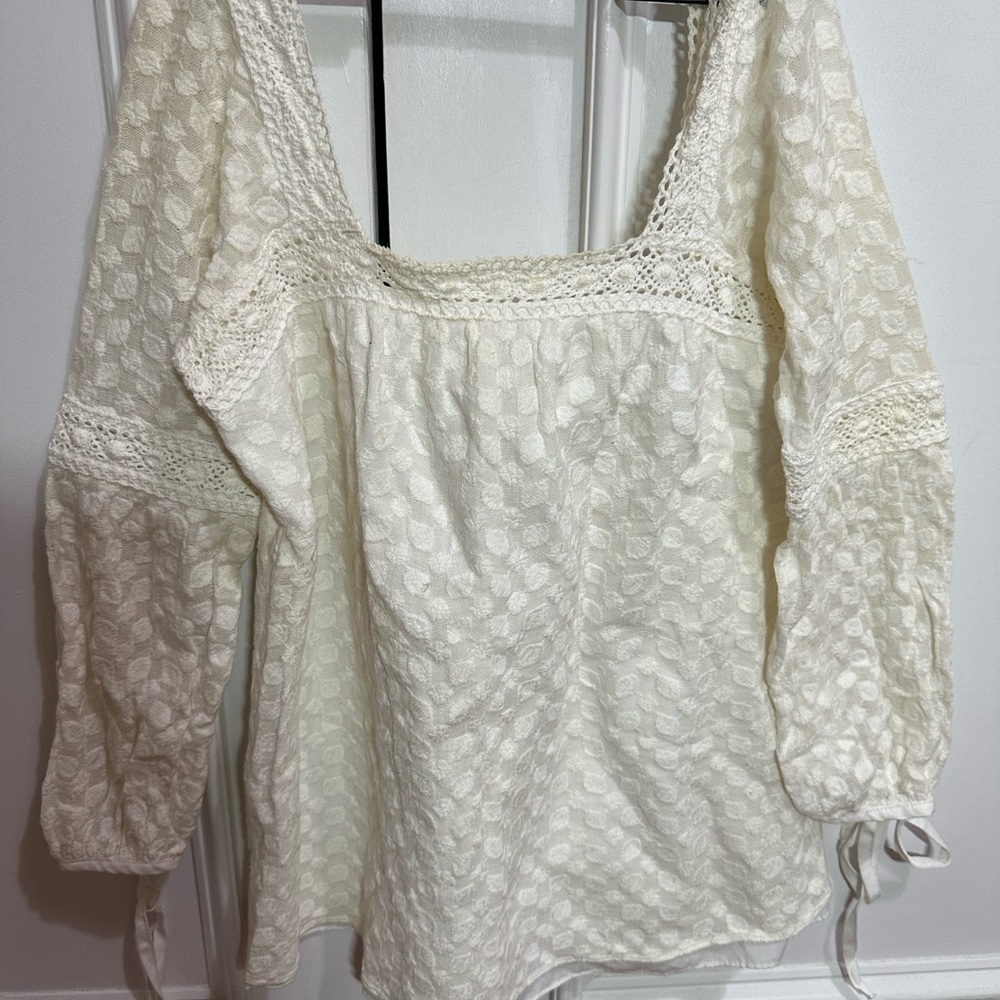 Milly of New York crochet boho top white blouse top S M 4